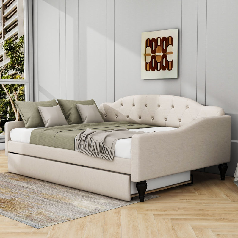 Red Barrel Studio Montrece Upholstered Daybed with Trundle Reviews Wayfair